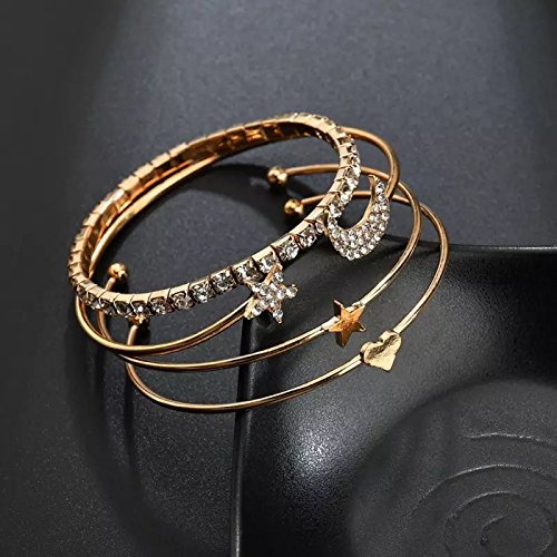 Shining Diva Fashion Jewellery Stylish Crystal Multilayer Charm Bracelet for Girls and Women (9816b)(Gold)