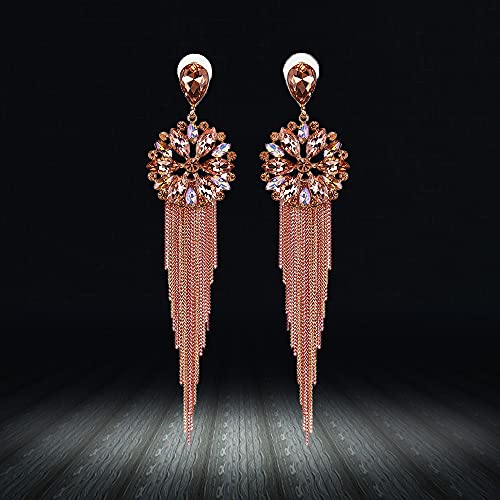 YouBella Jewellery Earrings For Women Crystal Tassel Handmade Earrings For Girls And Women (Peach)