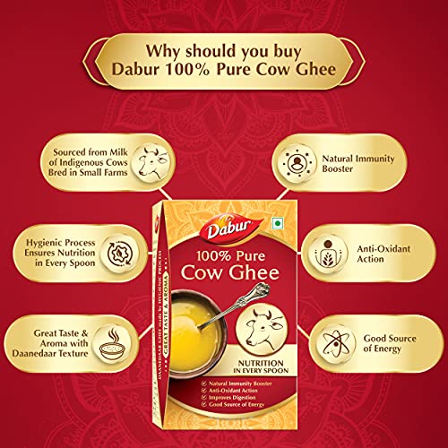 Dabur 100% Pure Daanedaar Cow Ghee with Rich Aroma | Naturally improves digestion and boosts immunity -1L