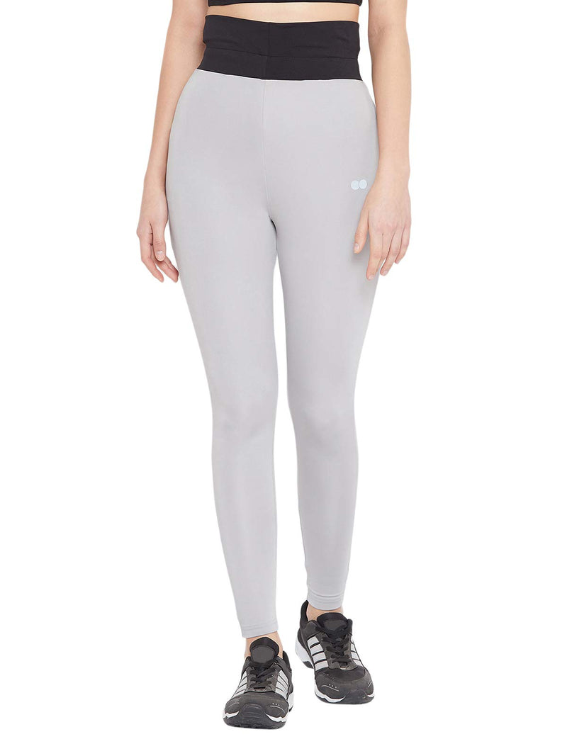 Clovia Women's Polyester Activewear Ankle Length Tights (AB0050P01_Grey_L)