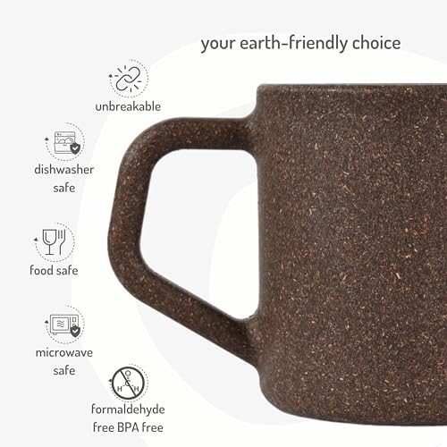 Eha Earth-Friendly Comfy Coffee Cup Set of 6 | 200 ml | Made with Rice Husk & Bamboo Fibers | Microwave Safe | for Hot & Cold Coffee Mug, Tea & Milk | Natural Matte Finish | Multicolor