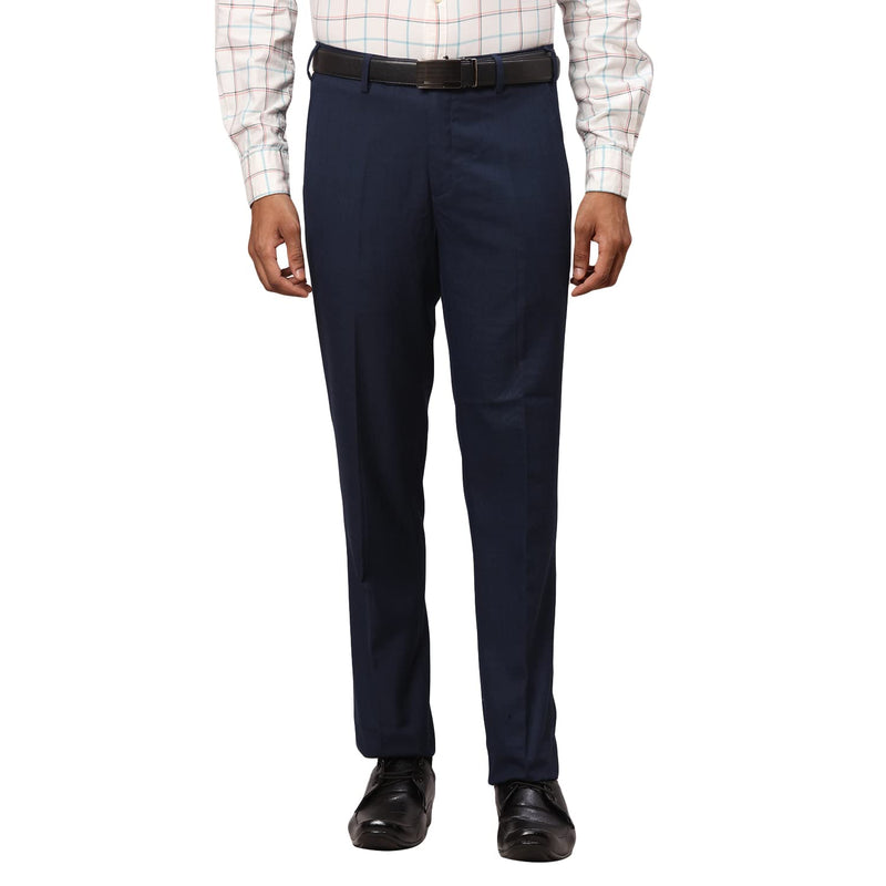 PARK AVENUE Men's PLEATLESS Smart FIT Medium Blue Formal Trouser