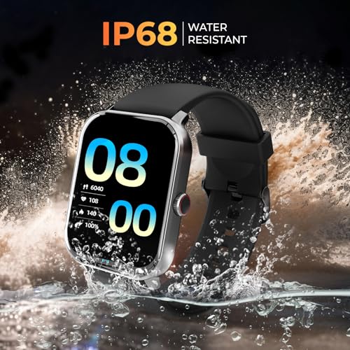 beatXP Marv Neo 1.85” (4.6 cm) Display, Bluetooth Calling Smart Watch, Smart AI Voice Assistant, 100+ Sports Modes, Heart & SpO2 Monitoring, IP68, Fast Charging (Free Size, Modern, Black)