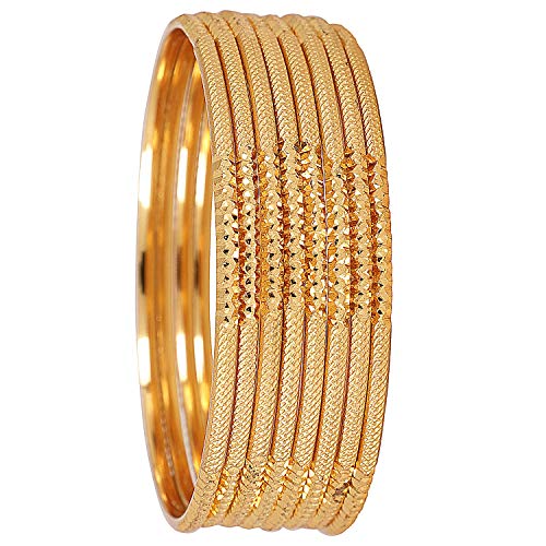 Shining Diva Fashion Set Of 8 Latest Traditional Design One Gram Gold Plated Bangle for Women (Golden) (11712b_2.6)