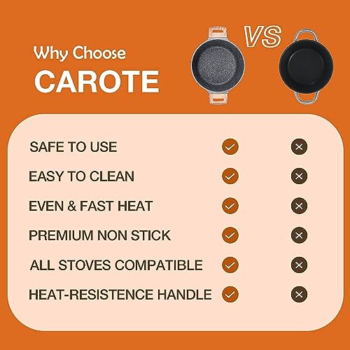 CAROTE 24Cm/4L Granite Non Stick Handi, Induction Casserole, Stew Pot, Biriyani Pot, Kadai, Sauce Pot With Lid, 4 Liter