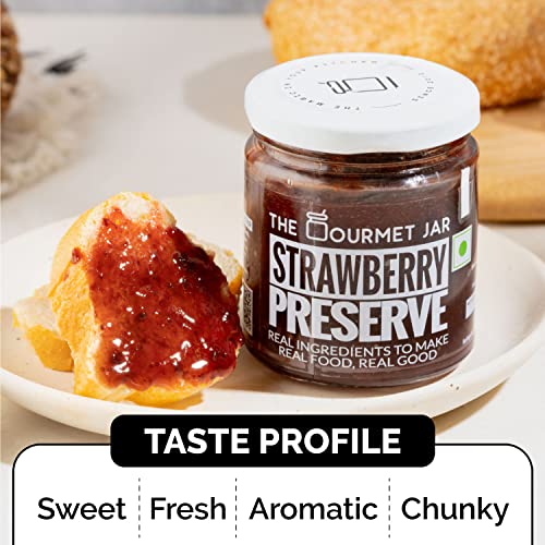 The Gourmet Jar Strawberry Preserve (230 g) for Cake Fillings,Topping On Yogurt and Ice-Creams | Gluten-Free| Nut-Free| No Transfats