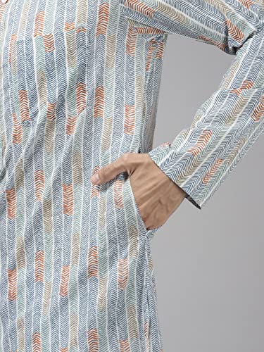 See Designs Men Multy Printed Pure Cotton Straight Kurta with Pyjama - SDKT104501XL (XL)