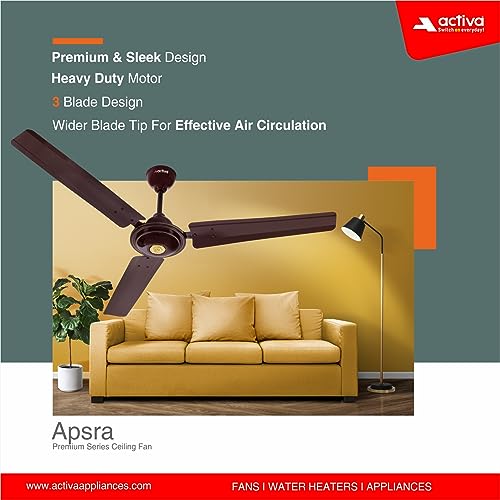 ACTIVA 1200 MM HIGH Speed BEE Approved Apsra Brown Ceiling Fan Pack of 2 with 2 Years Warranty