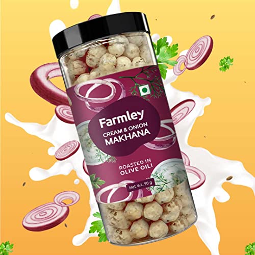 Farmley Roasted & Flavored Makhana- Minty Pudina, Peri Peri, Tangy Tomato, Cream & Onion (Pack of 4, 90 g Each)