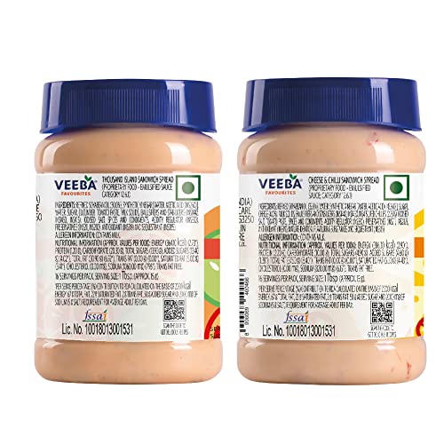 Veeba Sandwich Spreads Combo - Cheese n Chilli, 250g and Thousand Island Sandwich Spread, 250g - Pack of 2