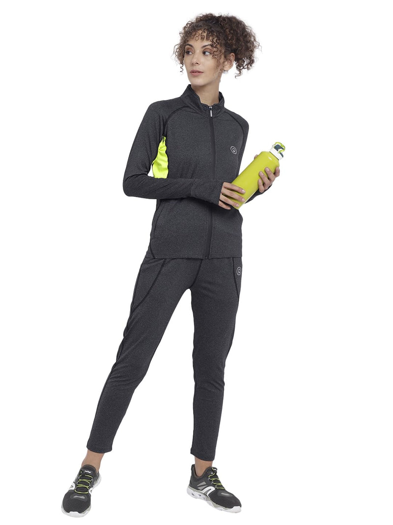 CHKOKKO Women Sports Zipper Running Winter Track Suit Set AnthraRed XXL