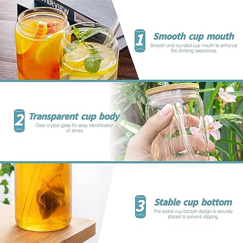 KiKiluxxa Wooden Lid Mojito Tea Glass Can Mug with Straw Pack of 1-540ml (Florida Can 1)