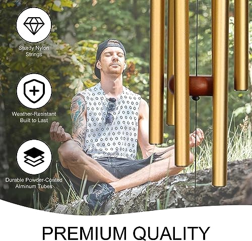 Paybox Memorial Wind Chime Outdoor Large Deep Tone Amazing Grace Wind-Chime with 6 Aluminum Tubes Elegant Melodic Sympathy Chimes Windbell Home&Garden Decor Patio Balcony Gift (6 Tubes)