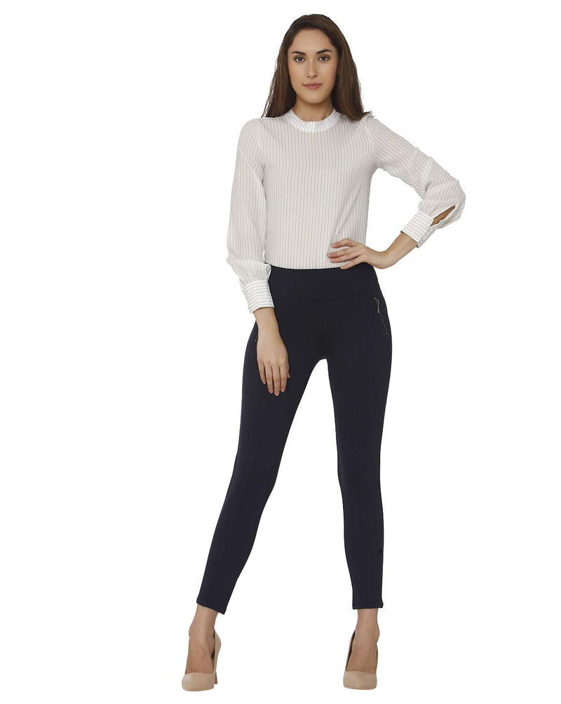 VERO MODA Womens 2 Pocket Solid Leggings (Midnight_X-Small)