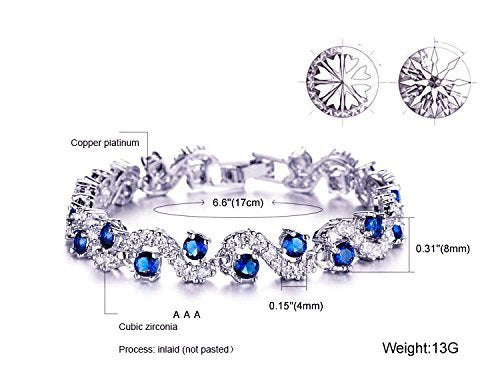 Shining Diva Fashion Royal Blue Crystal CZ Silver Plated Stylish Bracelet Gift for Girls Women(9576b)