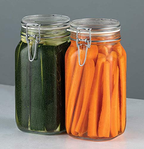 STAR WORK Air-Tight Mason Glass Jars with Buckle Lids for Home (1500ml, Set Of 4)