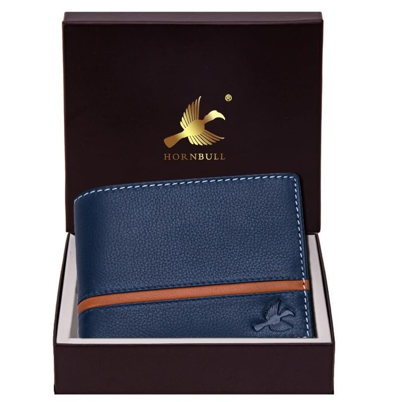 HORNBULL Denial Navy Leather Wallet for Men | Leather Mens Wallet with RFID Blocking | Wallets Men Genuine Leather