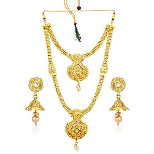 Sukkhi Ethnic Gold Plated Kundan Multi-String Set of 3 Necklace Combo for Women (SKR48716)