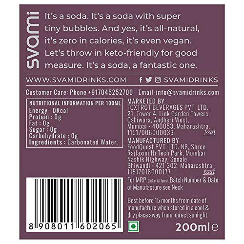 Svami Soda Water | All Natural | India's First and Most Popular Mixers - Pack of 12
