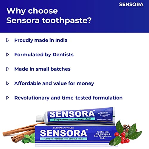 SENSORA Herbal Sensitivity Relief Toothpaste with Rapid Relief Formula for Sensitive Teeth|Pack of 3