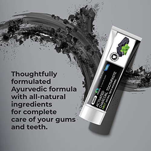 Jagat Devsutra Dr. Trusted Ayurvedic HERBAL Activated Charcoal Toothpaste for Teeth Whitening - 100% Natural Formula with Mint Flavour, No Fluoride & Artificial Colours - Pack of 4 (100g x 4)