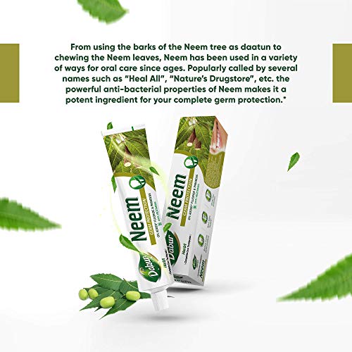 Dabur Herb'l Neem 300g (200g + 100g) - Germ Protection Toothpaste with No added Fluoride and Parabens