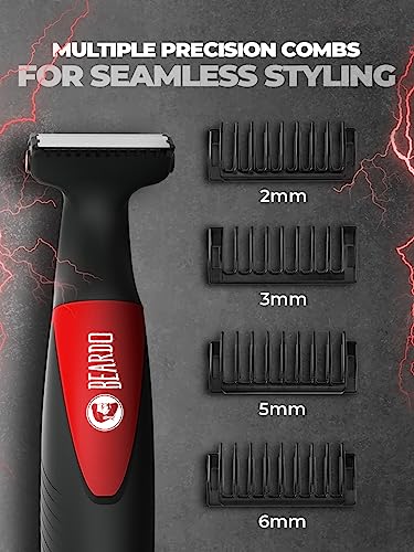 Beardo Multipurpose I Blade Trimmer & Shaver for Beard, Body and Groin for Beard, Hair, Groin | One Blade Trimmer With 4 Trimming Combs | 90 min. Run Time USB TYPE C Charging Powerful Li+ battery| Shaver For Men, Black