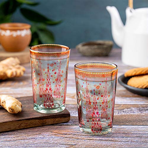 KOLOROBIA Babur Charbagh Inspired Chai Glass/Tea Glass, Flame Proof, Microwave & Dishwasher Safe | for Daily Use & Gifting, (Set of 2)