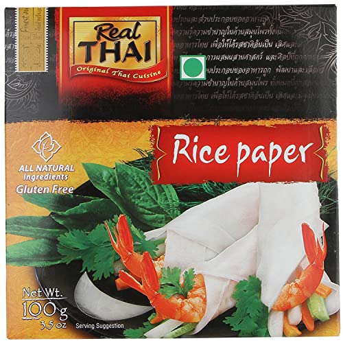 Real THAI Original Thai Cuisine Nottacia Rice Gluten Free Rice Paper 16cm, 100g., Yellow & Black