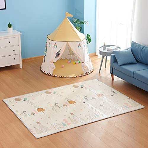 Tarkan Extra Large Reversible Baby Play Mat, BPA Free Learning & Crawling Foldable Foam Mat (6.5x5 ft, 0.6cm Thickness) Multicolor