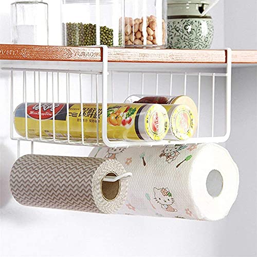 Bianco 12" Multifunctional Storage Basket Kitchen Storage Rack Under Cabinet Storage Shelf Basket Wire Rack Organizer Storage (White, Pack of 1)