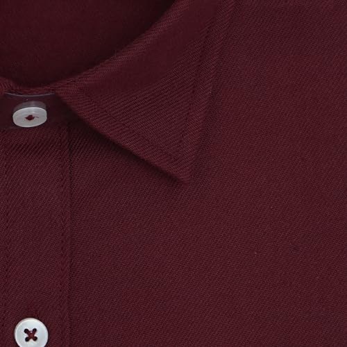 GHPC Cottswool Winter Wear Woolen Plain Solid Full Sleeves Regular Fit Formal Shirt for Men (Maroon, CW232504_42)