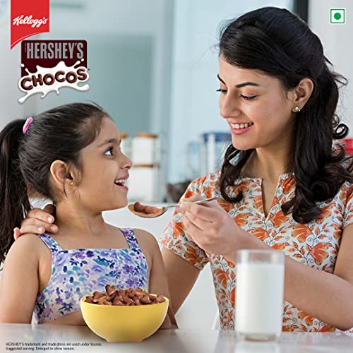 New Kellogg’s HERSHEY’S Chocos 325g with Power of 5+ | Protein & Fibre of 1 Roti* | High in Calcium & Iron | Immuno Nutrients** | Essential Vitamins| Chocolatey Breakfast Cereal for Kids