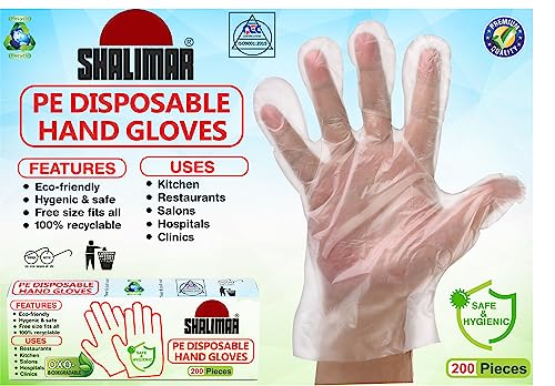 SHALIMAR OXO - Biodegradable Hand Gloves (Pack of - 1/200 Pcs) (Natural Colour) - Free Size