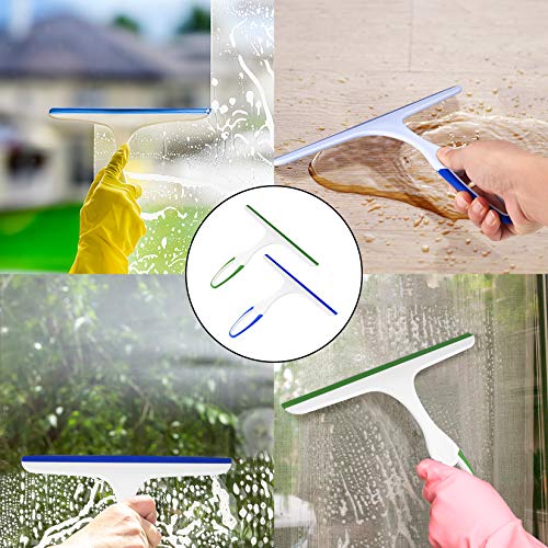 2 Pcs Shower Squeegee for Shower Glass Doors,Car Window Windshield Mirror Tile Cleaner Cleaning Wiper Squeegees Tool with Hook, Window Cleaning Shower Glass Squeegees