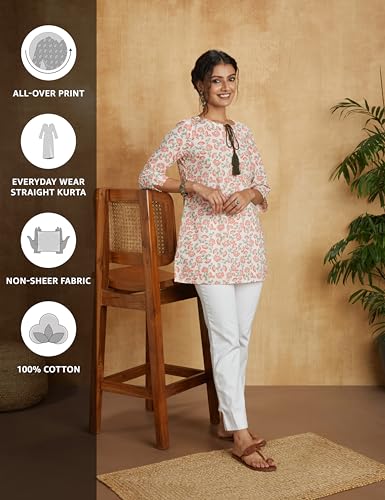 Amazon Brand - Myx Women's Cotton Regular Kurti (PAG 149_Off-White_Medium)