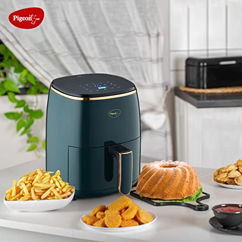 Pigeon Healthifry Digital Air Fryer, 360° High Speed Air Circulation Technology 1200 W with Non-Stick 4.2 L Basket - Green