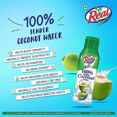 DABUR Real Activ 100% Tender Coconut Water with No Added Sugars or Artifical Flavours - 200ml ( Pack of 6)