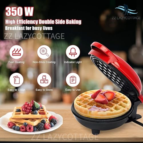 Waffle Maker, Waffle Maker Machine, Waffles Maker, Mini Waffle Maker, Waffle Machine, Waffle Iron, Waffles Maker Machine, Mini Waffle Maker for Home, Waffle Maker Electric, Waffle Maker, Red