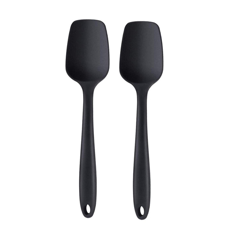 P-Plus International Silicone Non-Stick Heat Resistant Kitchen Utensil| Spatula Spoon Big 27cm |Pack of 2 Black