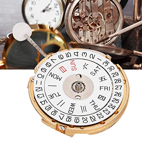 Movement, Watch Part, Durable with Double Calendar for Watchmakers Watch Repairing Three Needle Watch(White)