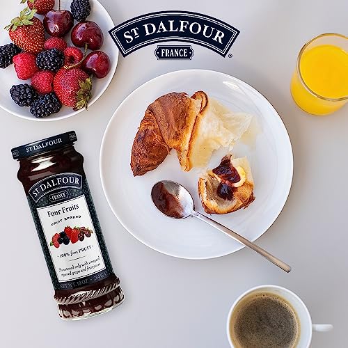 St Dalfour Four Fruits Fruit Spread 284 g | No Added Sugar | 100% from Fruit | No Added Preservatives, Colours, Flavors or Sweeteners | No Corn Syrup | Traditional French Recipe