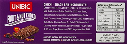 Unibic Snack Bar Fruit and Nut Choco Pack of 12, 360g