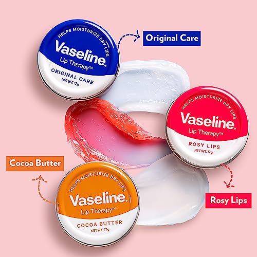 Vaseline Lip Tins Rosy Lips, 17 g | Provides Hydration, Sheer Pink Tint & Glossy Shine