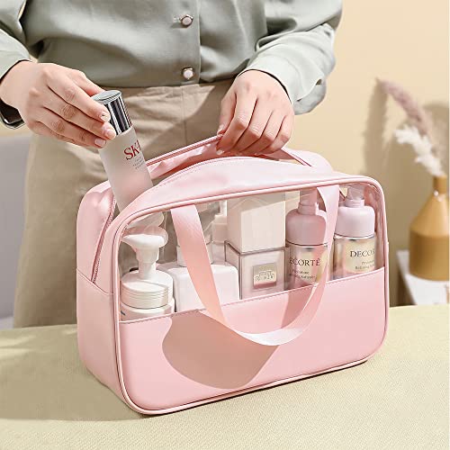 Niwlix Travel Makeup Pouch Set Toiletry Bag Cosmetic Organizer Bag for Women and Girls Toiletry Storage Kit Set of 3 - Pink