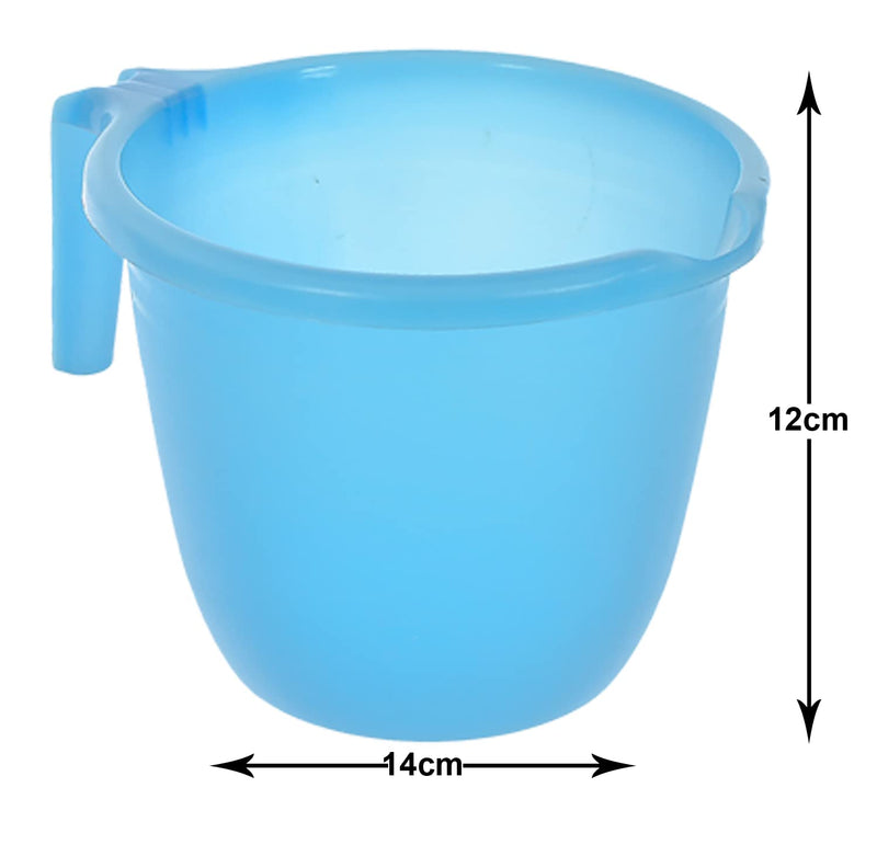 Kuber Industries Plastic Bathroom Mug|Strong Plastic Material & Great Capicity|Size 14 x 14 x 12 CM,Pack of 2,Capicity 1 LTR (Sky Blue)-46KM0205, Standard