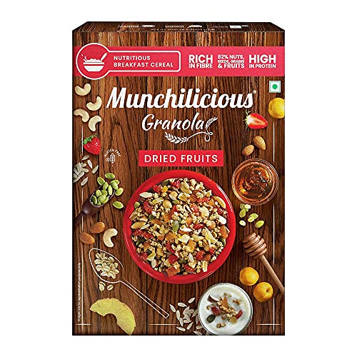 Munchilicious - Granola Breakfast Cereals - Dried Fruits, 500g | Gluten Free, Oat flakes, Healthy|