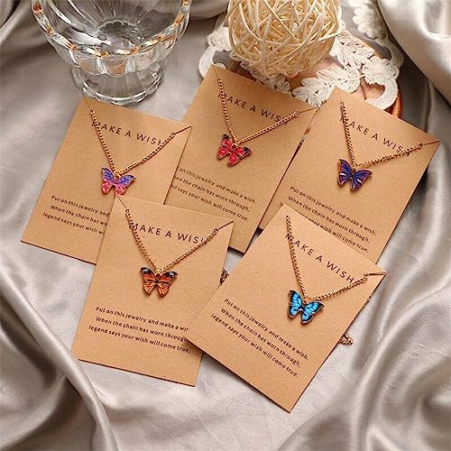 Shining Diva Fashion 5 Pcs Latest Stylish Butterfly Jewellery Necklace Set for Women Pendant Necklace Gifts for Girls (15200np)