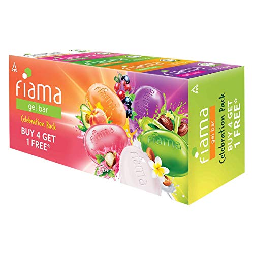 Fiama Gel Bar Celebration Pack With 5 unique Gel Bars & Skin Conditioners For Moisturized Skin, 125g Soap (Buy 4 Get 1 Free)