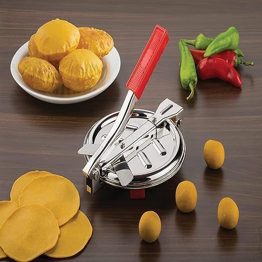 SHIORN SOON Home Puri Maker Press Machine - Roti Chapati Presser | Papad | Khakhra | Poori Manual Hand Press Steel with Handle for Kitchen and Stainless Steel (5 inch)